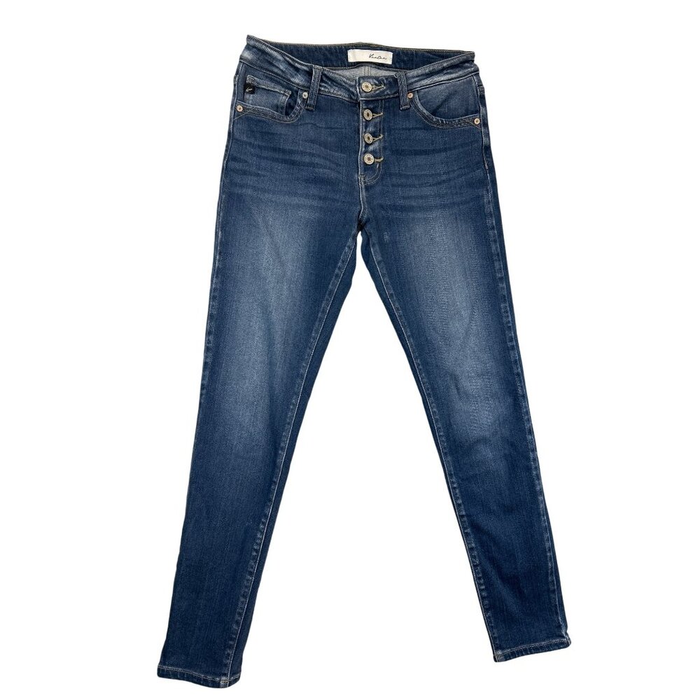 KanCan Jeans Womens 5/26 Blue Denim Mid-Rise Skinny Dark Wash Button‎ Fly